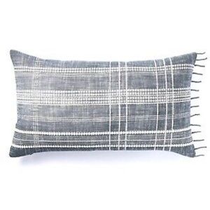 Woven Plaid Lumbar Throw Pillow Blue